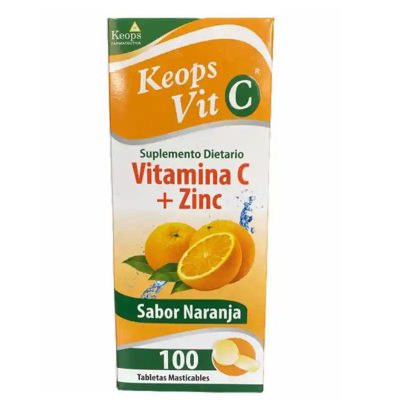 Vitamina C+zinc Naranja X 100 Tabletas Masticables Keops