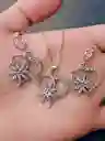 Aretes Cadena Y Dije En Plata 925; Con Bolsa De Regalo; Juego (jdp236)