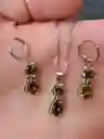 Aretes Cadena Y Dije En Plata 925; Con Bolsa De Regalo; Juego (jdp237)