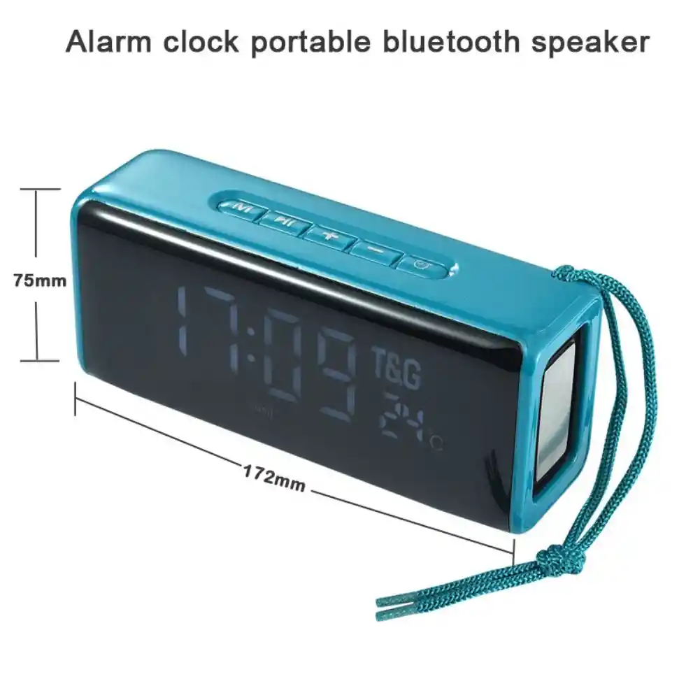 Radio Reloj Despertador Pantalla Digital Bluetooth Fm Aux Sd - Azul