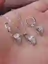 Aretes Cadena Y Dije En Plata 925; Con Bolsa De Regalo; Juego (jdp239)