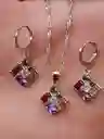 Aretes Cadena Y Dije En Plata 925; Con Bolsa De Regalo; Juego (jdp243)