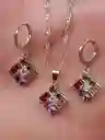 Aretes Cadena Y Dije En Plata 925; Con Bolsa De Regalo; Juego (jdp243)