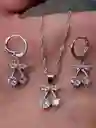 Aretes Cadena Y Dije En Plata 925; Con Bolsa De Regalo; Juego (jdp244)