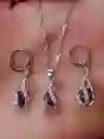 Aretes Cadena Y Dije En Plata 925; Con Bolsa De Regalo; Juego (jdp327)