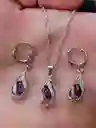 Aretes Cadena Y Dije En Plata 925; Con Bolsa De Regalo; Juego (jdp327)