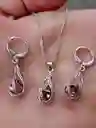 Aretes Cadena Y Dije En Plata 925; Con Bolsa De Regalo; Juego (jdp334)