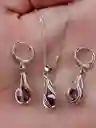 Aretes Cadena Y Dije En Plata 925; Con Bolsa De Regalo; Juego (jdp334)