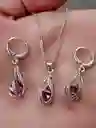 Aretes Cadena Y Dije En Plata 925; Con Bolsa De Regalo; Juego (jdp334)