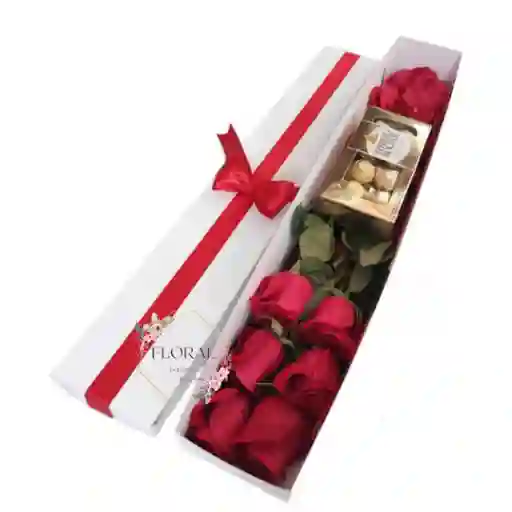 Caja De Rosas X6 + Chocolates Ferrero