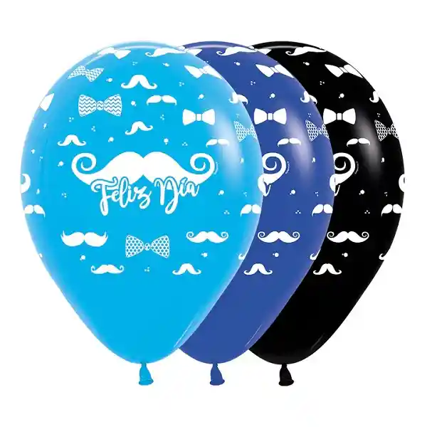 Globos R12 Fashion Surtido Feliz Dia Bigote Mostacho Paquete X 10 Sempertex