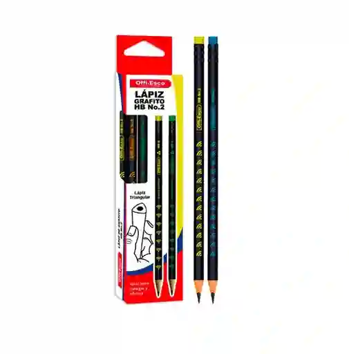 Lapiz Negro Hb #2 Triangular X 2 Uds Offi Esco Oe-150