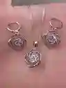 Aretes Cadena Y Dije En Plata 925; Con Bolsa De Regalo; Juego (jdp368)