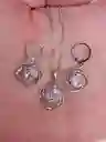 Aretes Cadena Y Dije En Plata 925; Con Bolsa De Regalo; Juego (jdp368)