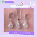 Aretes Cadena Y Dije En Plata 925; Con Bolsa De Regalo; Juego (jdp233)