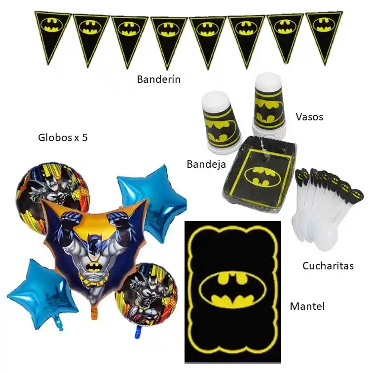 Kit Fiesta Piñata Infantil Batman * 12pax