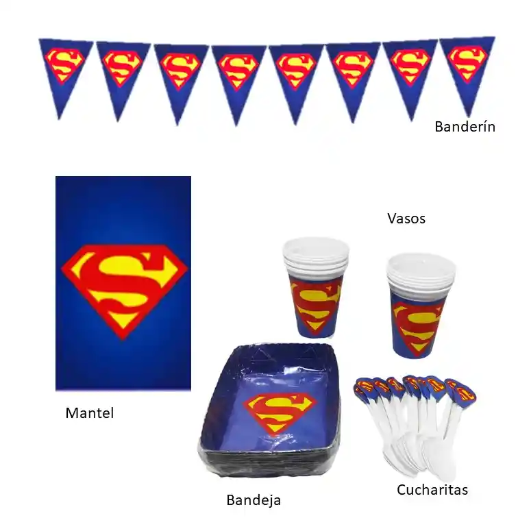 Kit Fiesta Piñata Infantil Superman * 12pax