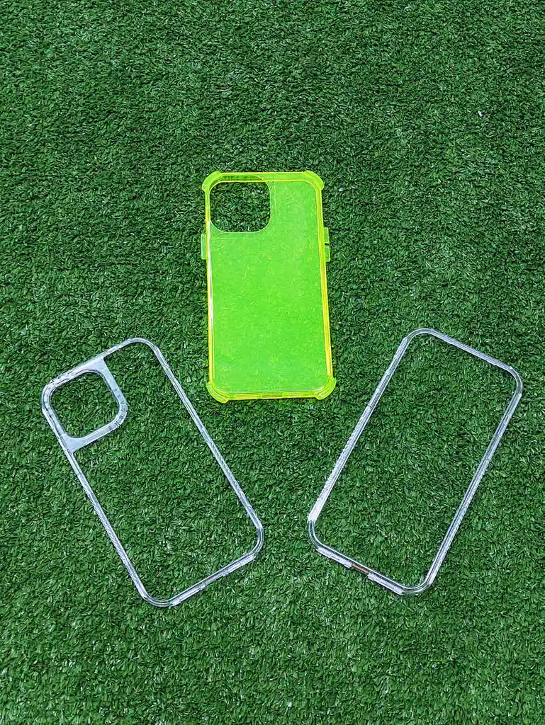 Iphone 13 Pro Forro Protector | Shscase 360 | Transparente / Verde Neon | Bordes Reforzados | Carcasa | Funda | Antigolpe | Excelente Proteccion | Apple