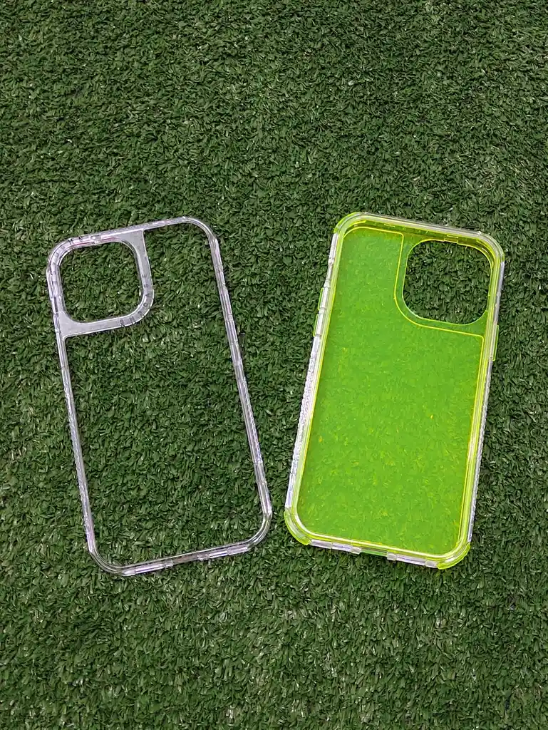 Iphone 13 Pro Forro Protector | Shscase 360 | Transparente / Verde Neon | Bordes Reforzados | Carcasa | Funda | Antigolpe | Excelente Proteccion | Apple