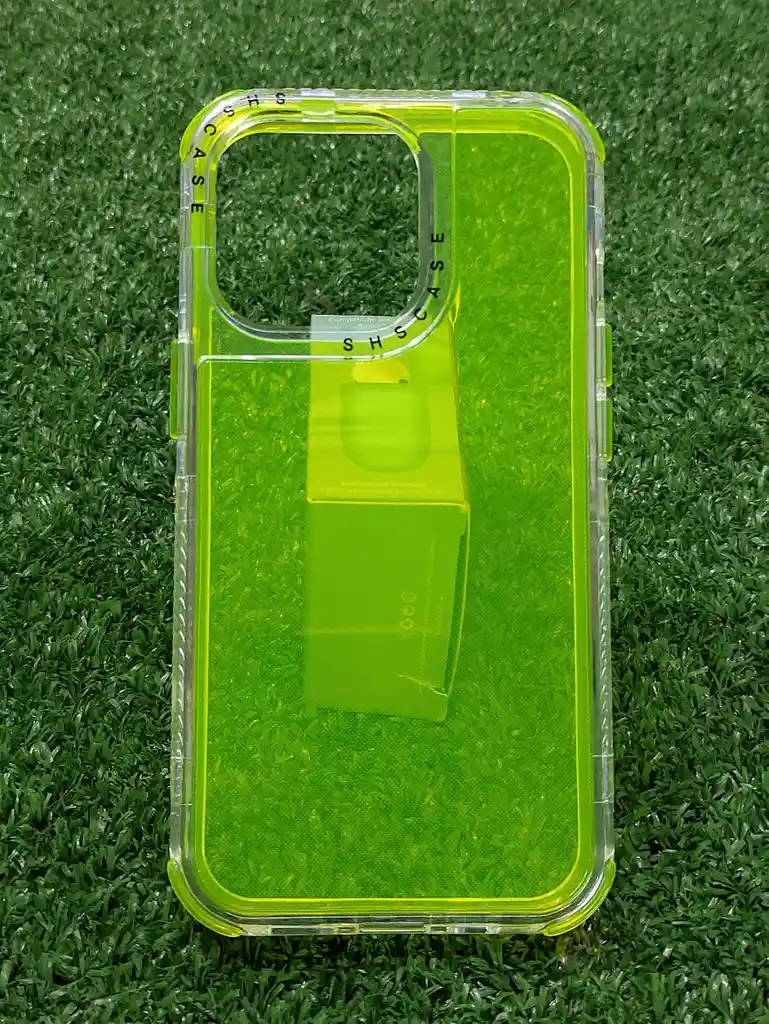 Iphone 13 Pro Max Forro Protector | Shscase 360 | Transparente / Verde Neon | Bordes Reforzados | Carcasa | Funda | Antigolpe | Excelente Proteccion | Apple