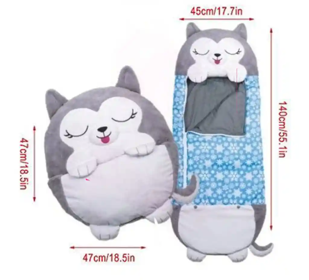 Sleeping Para Niños Bolsa Para Dormir Y Almohada Lobo