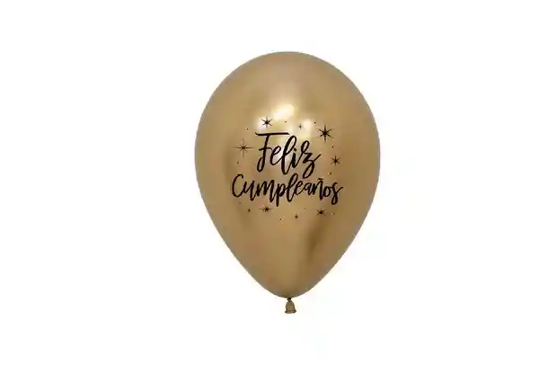 Globos R12 Reflex Dorado Feliz Cumpleaños Radiante Paquete X 10 Sempertex