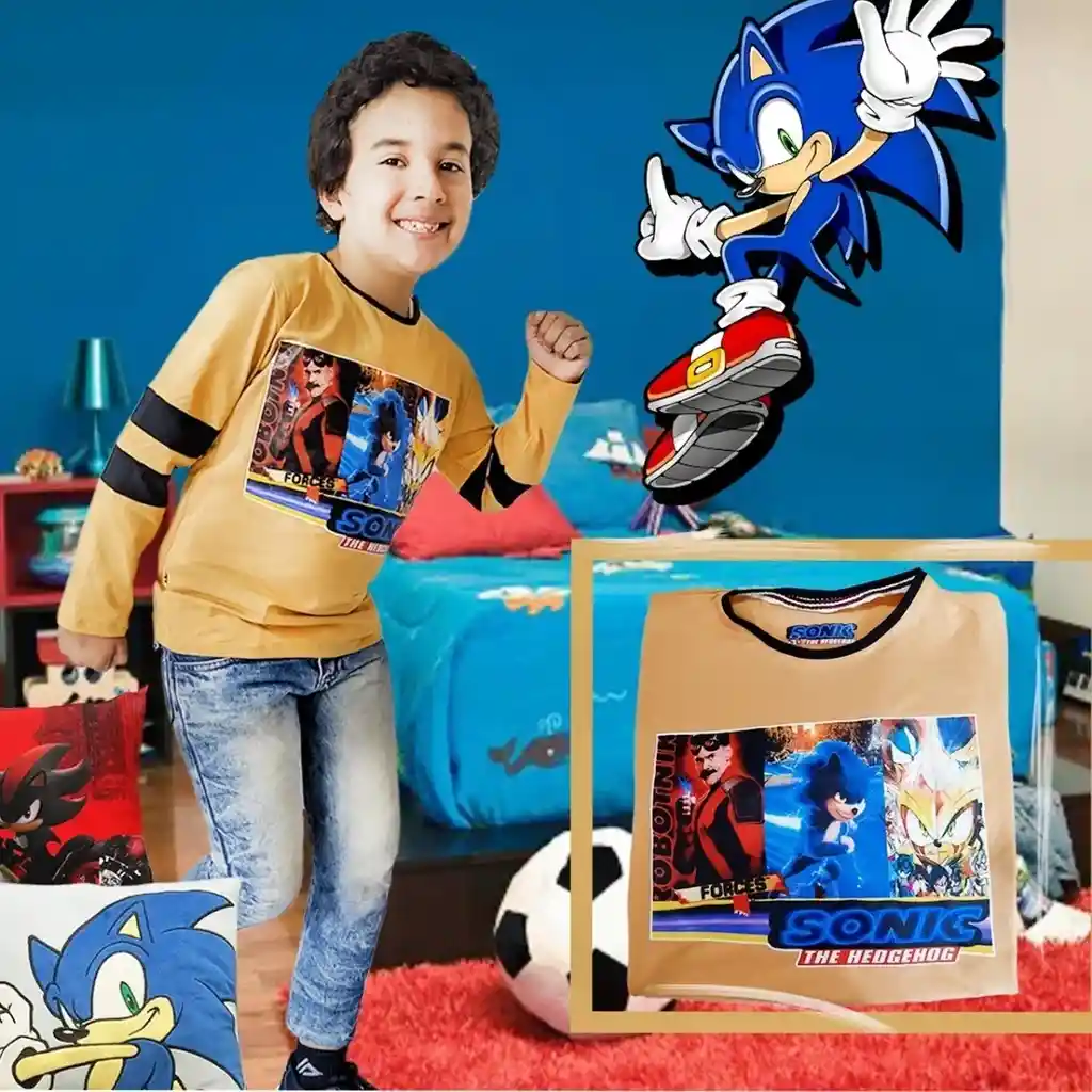 Sonic Camibuzo Talla 12 Niño Rojo Con Rallas Blancas