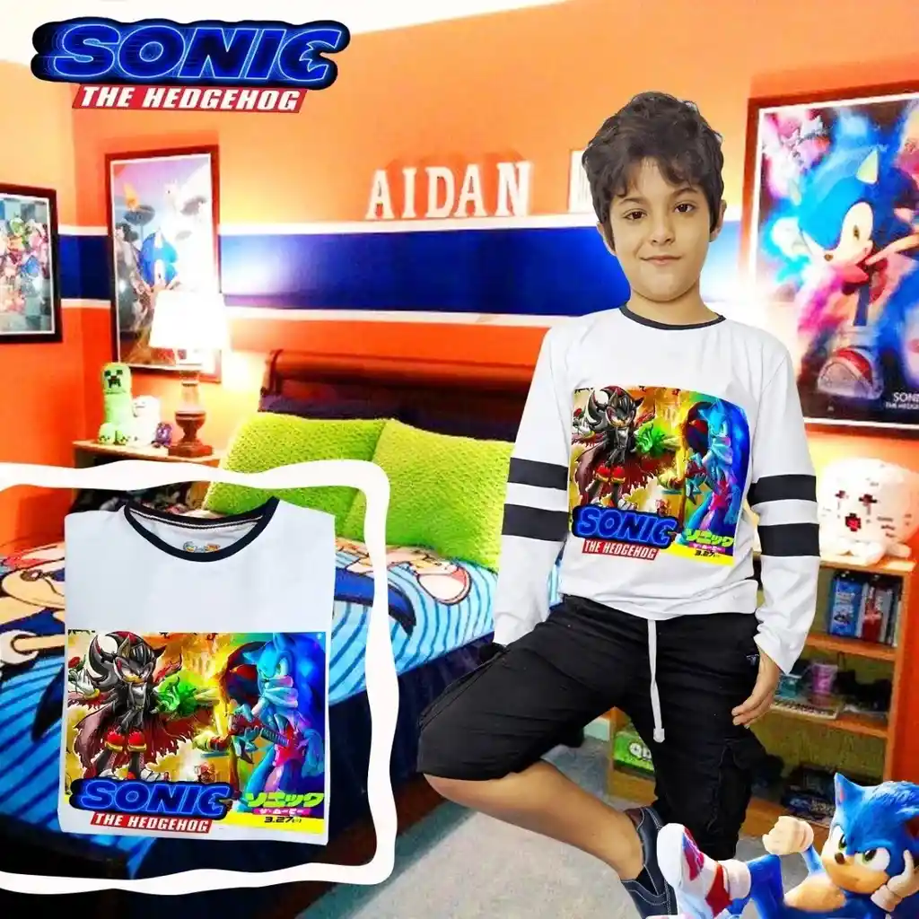 Sonic Camibuzo Talla 12 Niño Blanca Con Rallas Negras