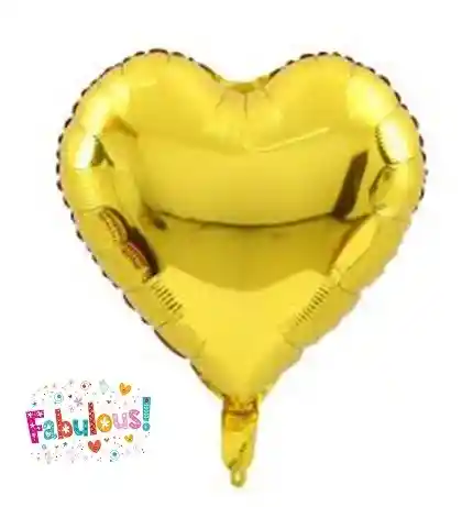 Globo Metalizado Corazon 18" 46 Cm Dorado