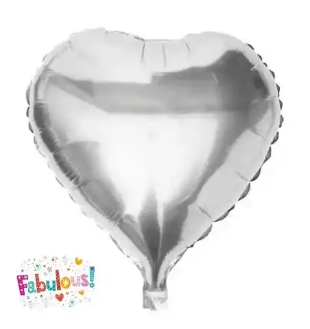 Globo Metalizado Corazon 18" 46 Cm Plateado