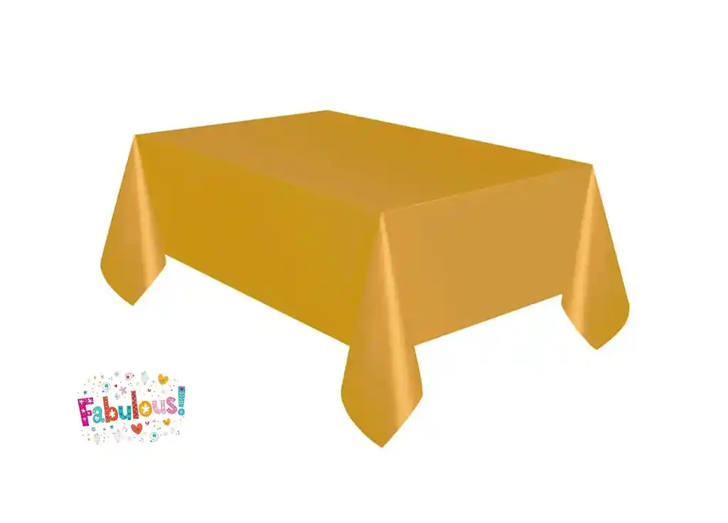 Mantel Plastico Para Fiesta Dorado 183 X 137 Cm