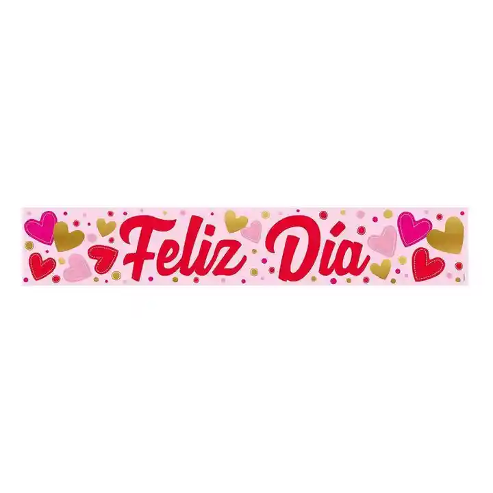 Letrero Metalizado Jumbo Feliz Dia Corazones 165 Cm Sempertex -amor Y Amistad