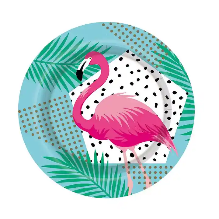 Disponible - Empaques Y Tarjetas Plato Sempertex Desechable Flamingo De Carton 7" 18 Cm X 8 Und