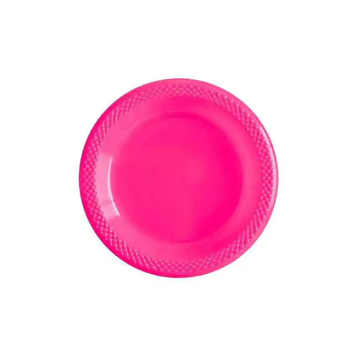 Plato Sempertex Desechable Fucsia Pequeño Deluxe Plastico 6" 15 Cm X 10