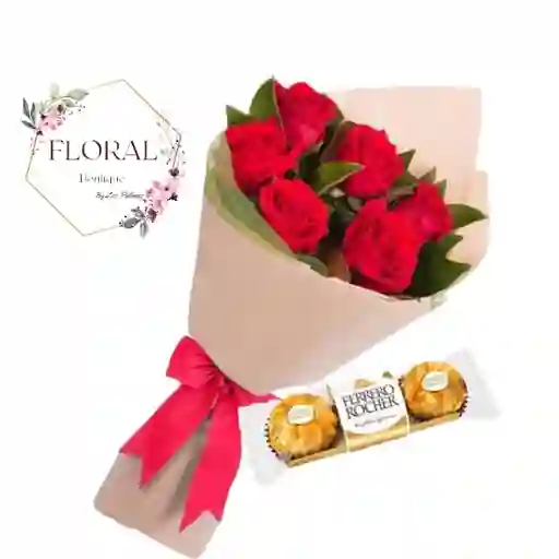 Ramo De Rosas + Chocolates Ferrero Amor
