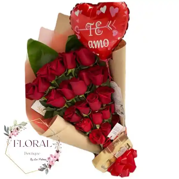 Rosas Rojas + Globo+ Ferrero Para Regalar