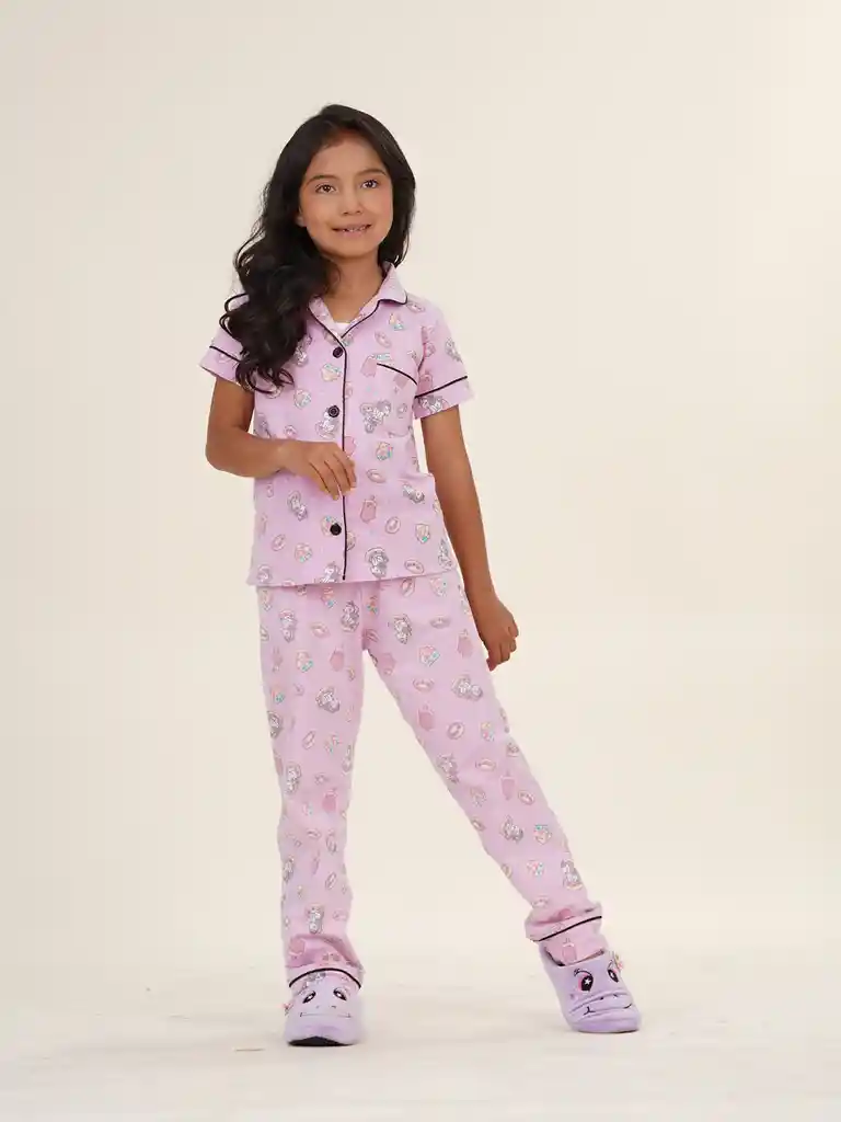 Pijama En Algodón Estampada Para Niña 2730 (04)