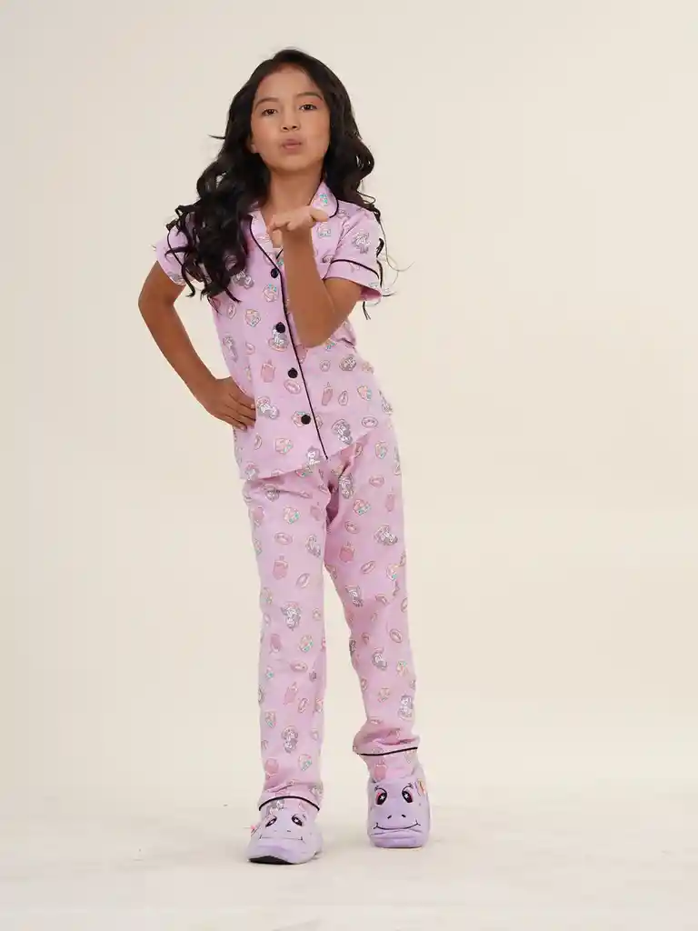 Pijama En Algodón Estampada Para Niña 2730 (04)