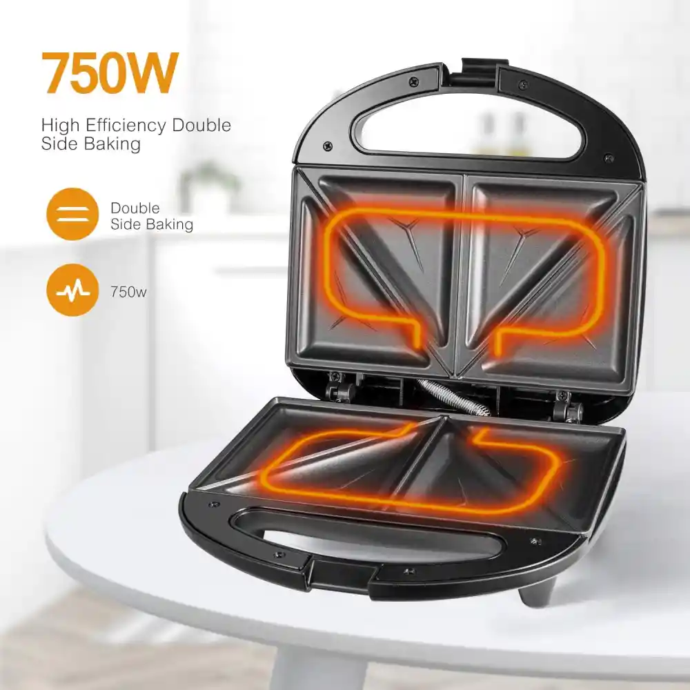 Sandwichera Doble Antiadherente 750w Tostadora Eléctrica