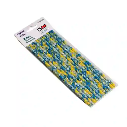 Pitillo Ecologico Azul Y Amarillo