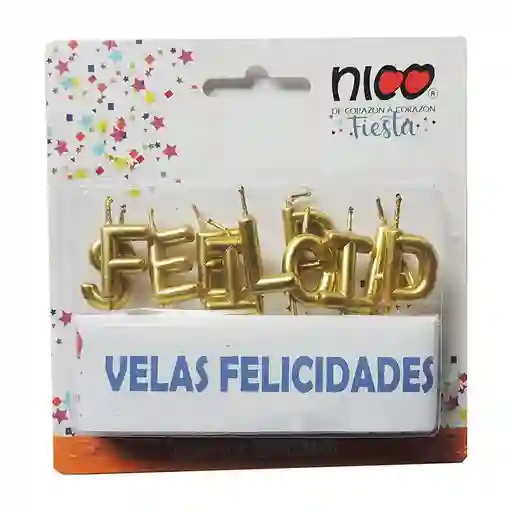 Set De Velas Palabra Feliz Cumpleaños Color Dorado