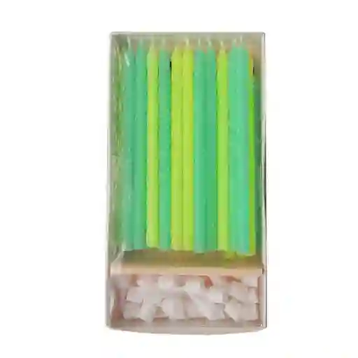 Set De 24 Velas Verdes Onduladas