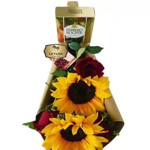 Bouquet De Girasoles Amor Y Rosas + Ferrero