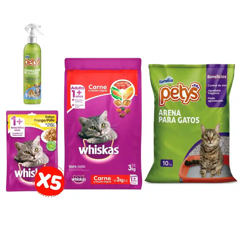 Whiskas Alimento Húmedo Y Arena Gato + Ambientador