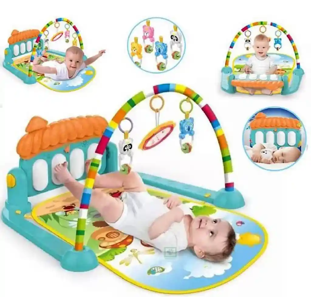 Gimnasio Bebe Infantil Tapete Estimulación Piano Fitness Rack Luces Regalo Obsequio Oferta 0-3 Años Eco Naranja Ref. He0639