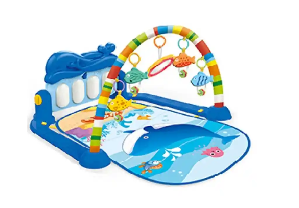 Gimnasio Bebe Infantil Tapete Estimulación Piano Fitness Rack Luces Regalo Obsequio Oferta 0-3 Años Ballena Azul Ref. He0631