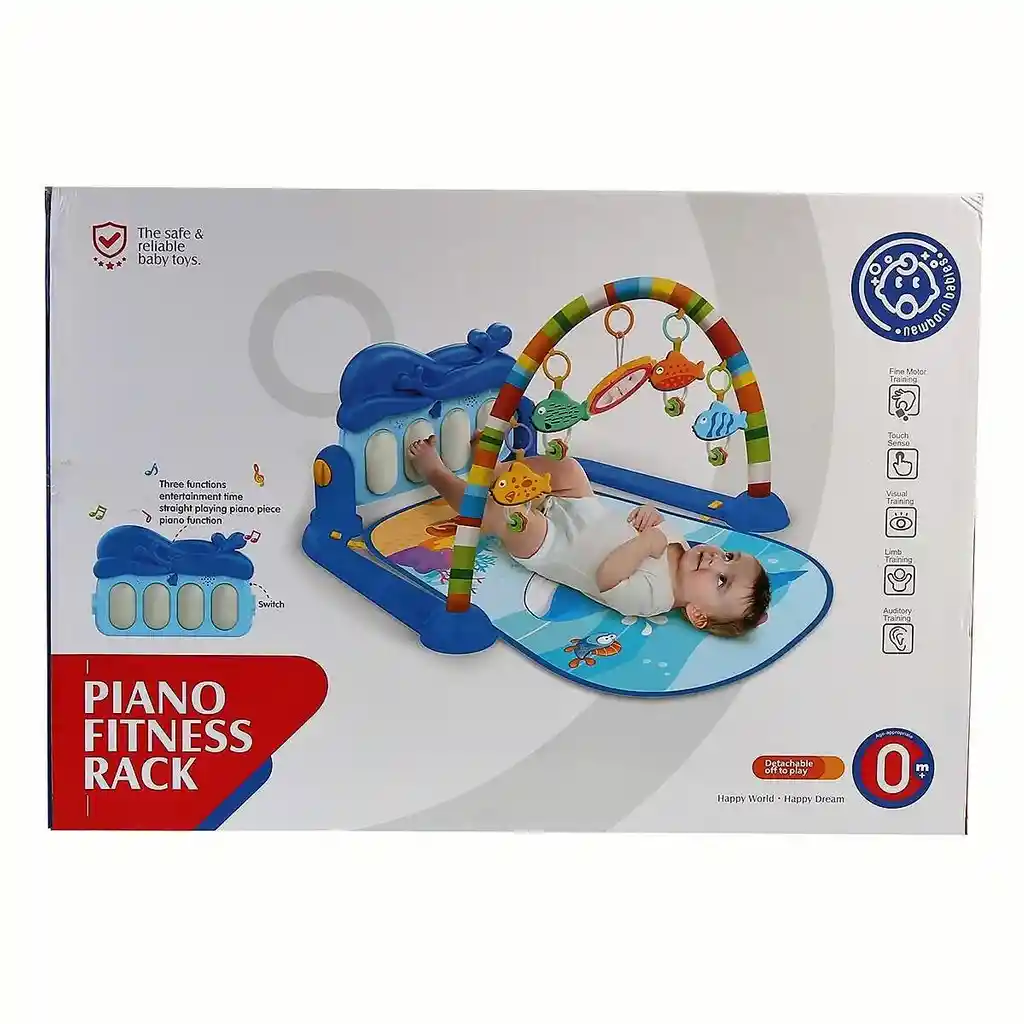 Gimnasio Bebe Infantil Tapete Estimulación Piano Fitness Rack Luces Regalo Obsequio Oferta 0-3 Años Ballena Azul Ref. He0631