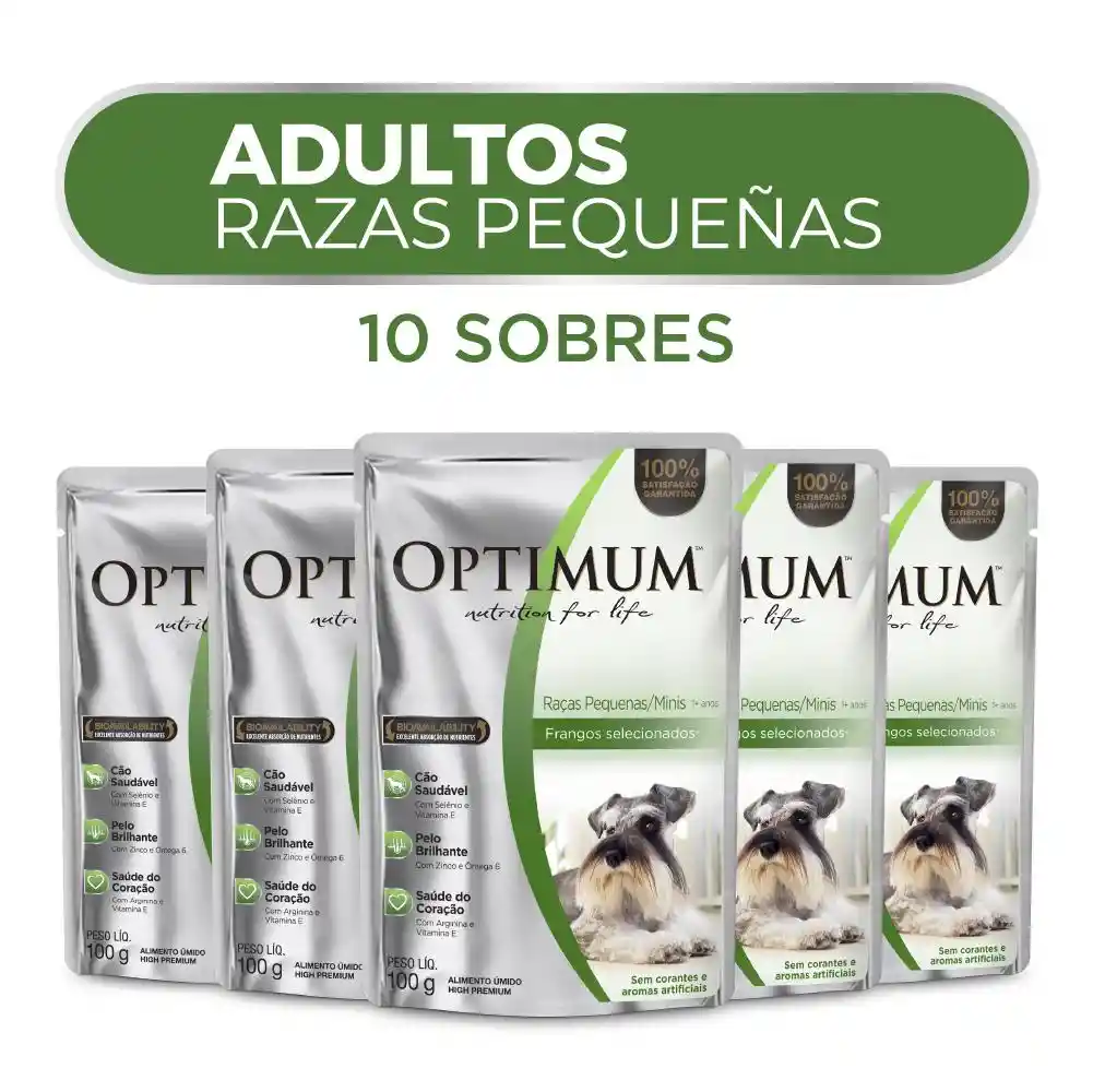 Optimum Alimento Húmedo Para Perro Raza Pequeña Pollo 10 Sobres