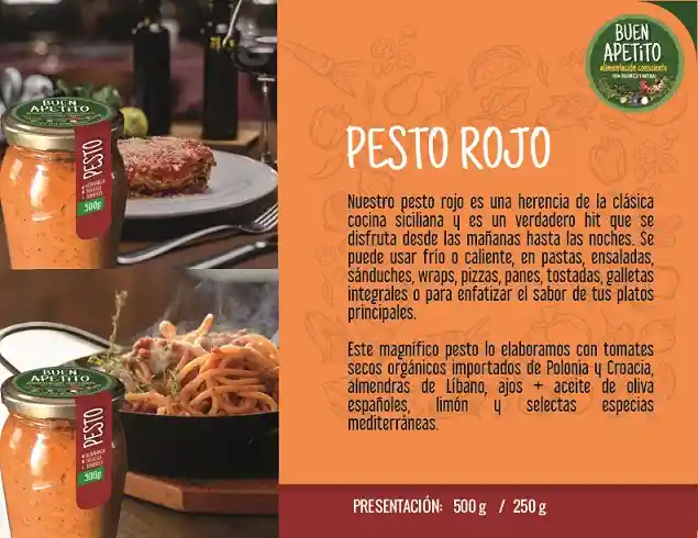 Salsa Pesto Con Tomates Secos 500g.