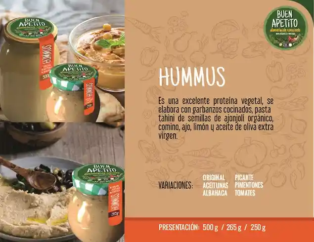 Hummus Original De Garbanzos Con Tahini 500g.